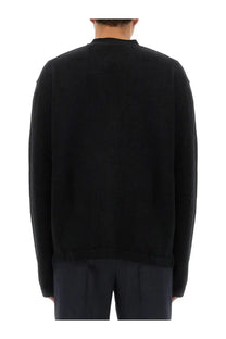 Vivienne westwood men’s black knit cardigan with ribbed crew neckline and cuffs made from soft material