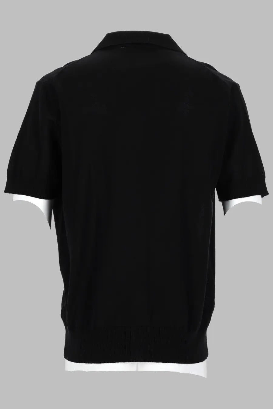 Vivienne Westwood men’s black short-sleeved polo shirt with white trim on collar sleeve cuffs and hem