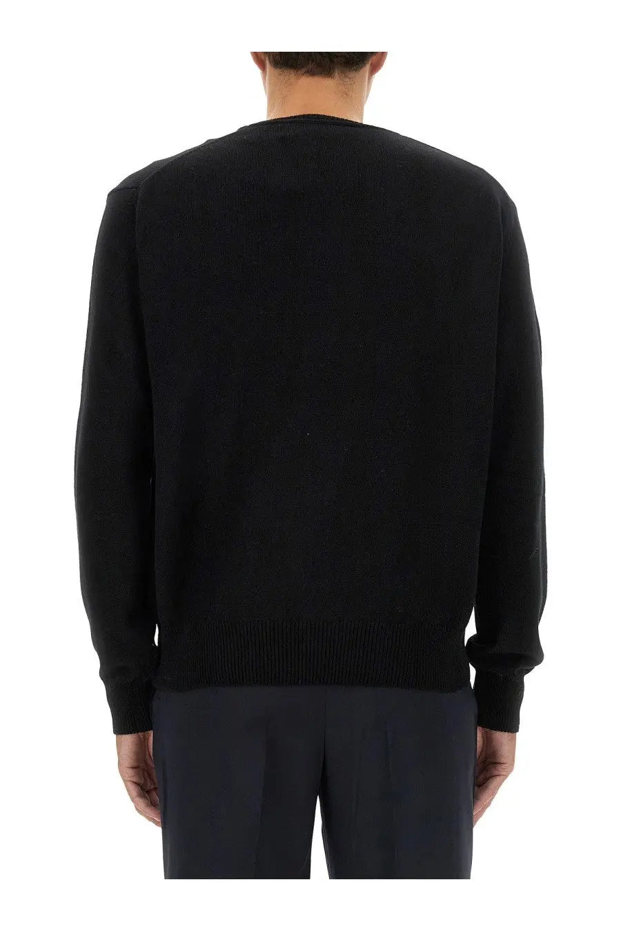 Vivienne westwood men’s jersey alex black crewneck sweater with ribbed cuffs and hem in black cotton blend