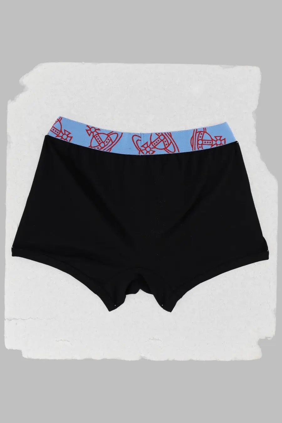 Vivienne westwood men’s black boxer briefs in cotton with light blue waistband and red embroidered logos