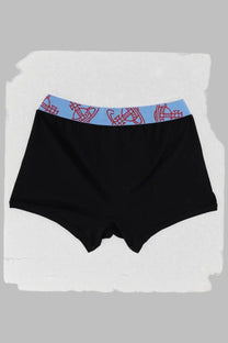 Vivienne westwood men’s black boxer briefs in cotton with light blue waistband and red embroidered logos
