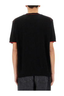 Vivienne westwood men’s black short-sleeved knit t-shirt with red trim on neckline and sleeve hems