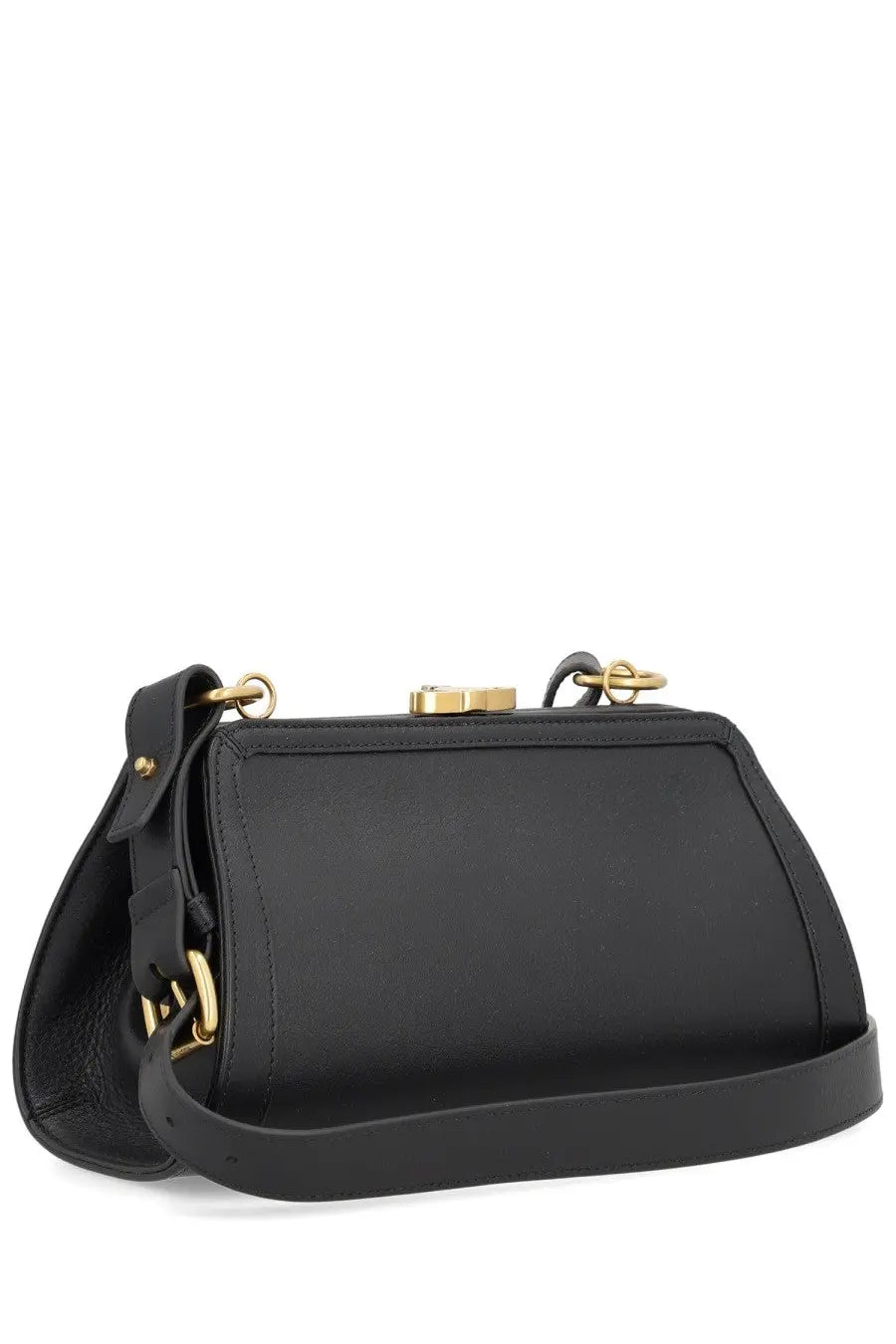 Vivienne westwood unisex bag ascot black leather clutch with gold-tone hardware and detachable shoulder strap