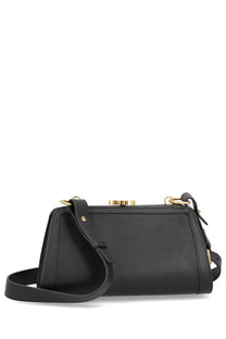Vivienne Westwood unisex black leather clutch with gold tone frame and hardware for stylish essentials
