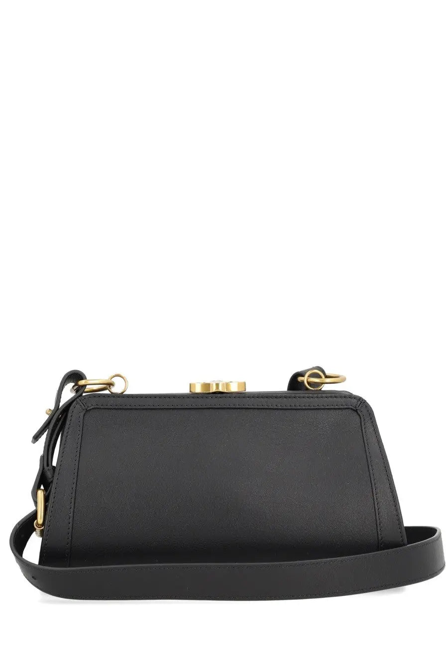 Vivienne Westwood unisex bag ascot black leather crossbody with gold tone hardware and structured rectangular shape