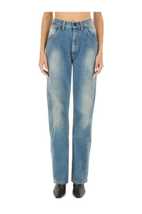 Vivienne westwood unisex baggy blue jeans in light-wash denim with high-rise straight-leg cut and classic stitching