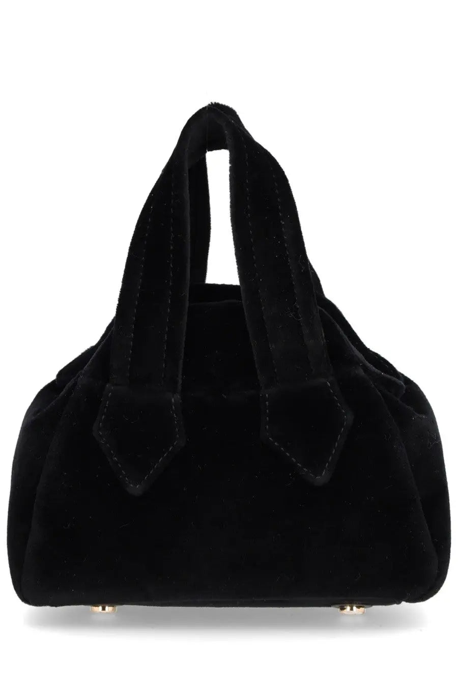 Black velvet vivienne westwood unisex mini yasmine bag with soft plush texture and structured handles