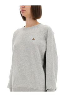 Vivienne westwood unisex heather gray long-sleeved sweatshirt with small embroidered logo on chest