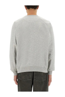 A heather gray vivienne westwood unisex sweatshirt with long sleeves ribbed cuffs and hem in crewneck style