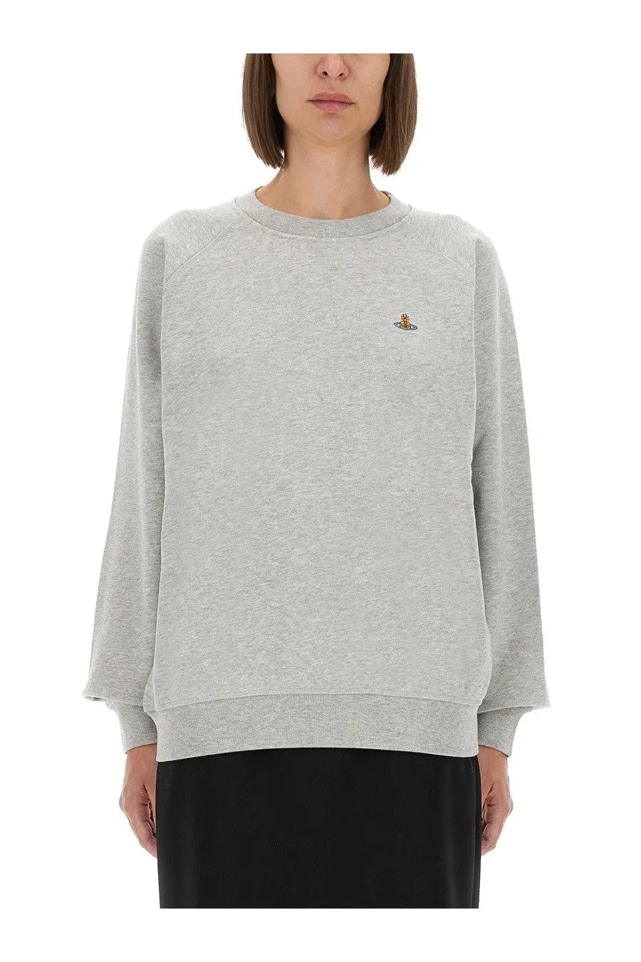 Vivienne westwood unisex sweatshirt grey heather gray long-sleeved crewneck with small embroidered logo on chest