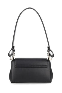 Vivienne Westwood women’s black leather mini shoulder bag with sleek structured design and silver-toned hardware