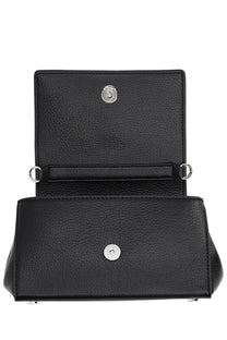 Vivienne Westwood women’s black crossbody bag in pebbled leather with silver hardware and top flap closure