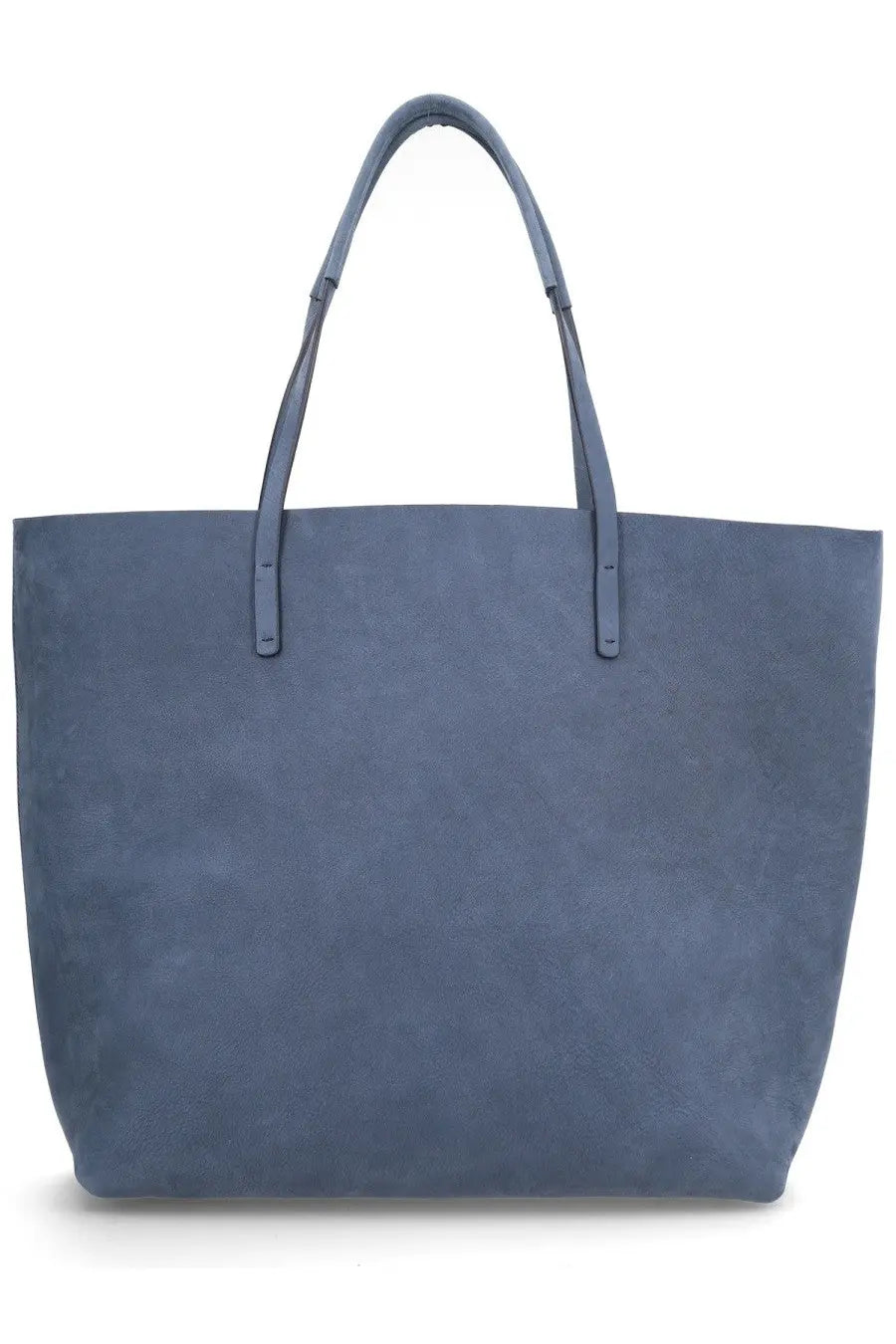 Vivienne Westwood women’s navy blue suede tote bag with sturdy handles and minimalist stitching in study blue