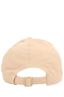 Vivienne Westwood women’s beige cotton baseball cap with matching adjustable strap and gold-tone buckle back view