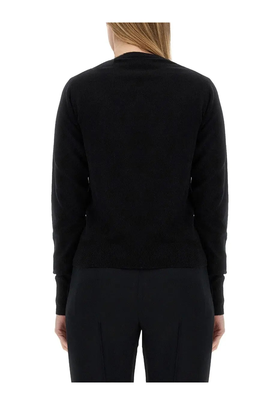 Vivienne Westwood women’s Bea shirt black long-sleeved knit sweater with round neckline and ribbed cuffs
