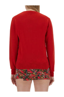 Vivienne Westwood women’s red knit long-sleeved sweater with ribbed hem and cuffs for stylish warmth