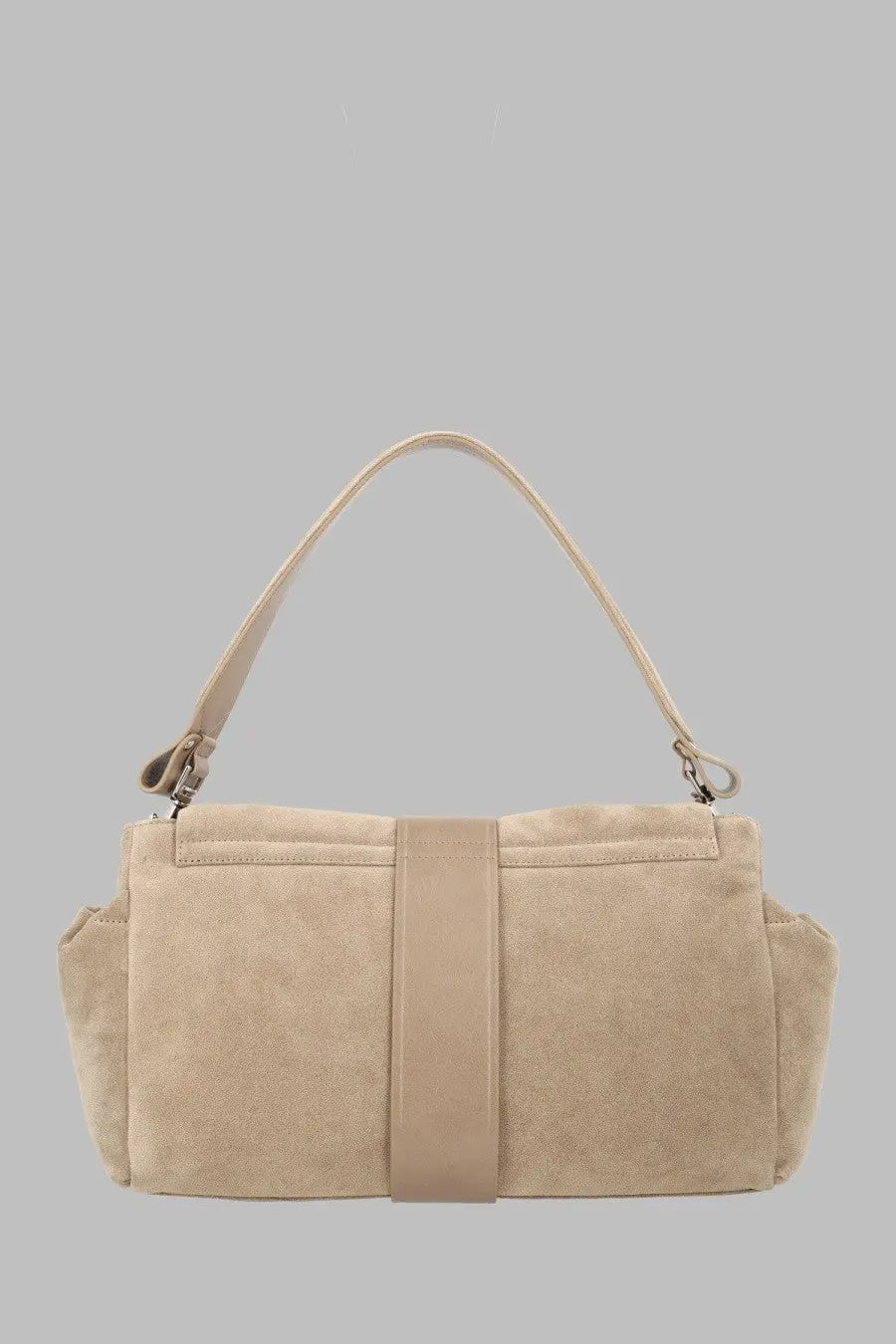 Beige suede vivienne westwood women’s borsa hazel extra large handbag with matching strap and central leather accent