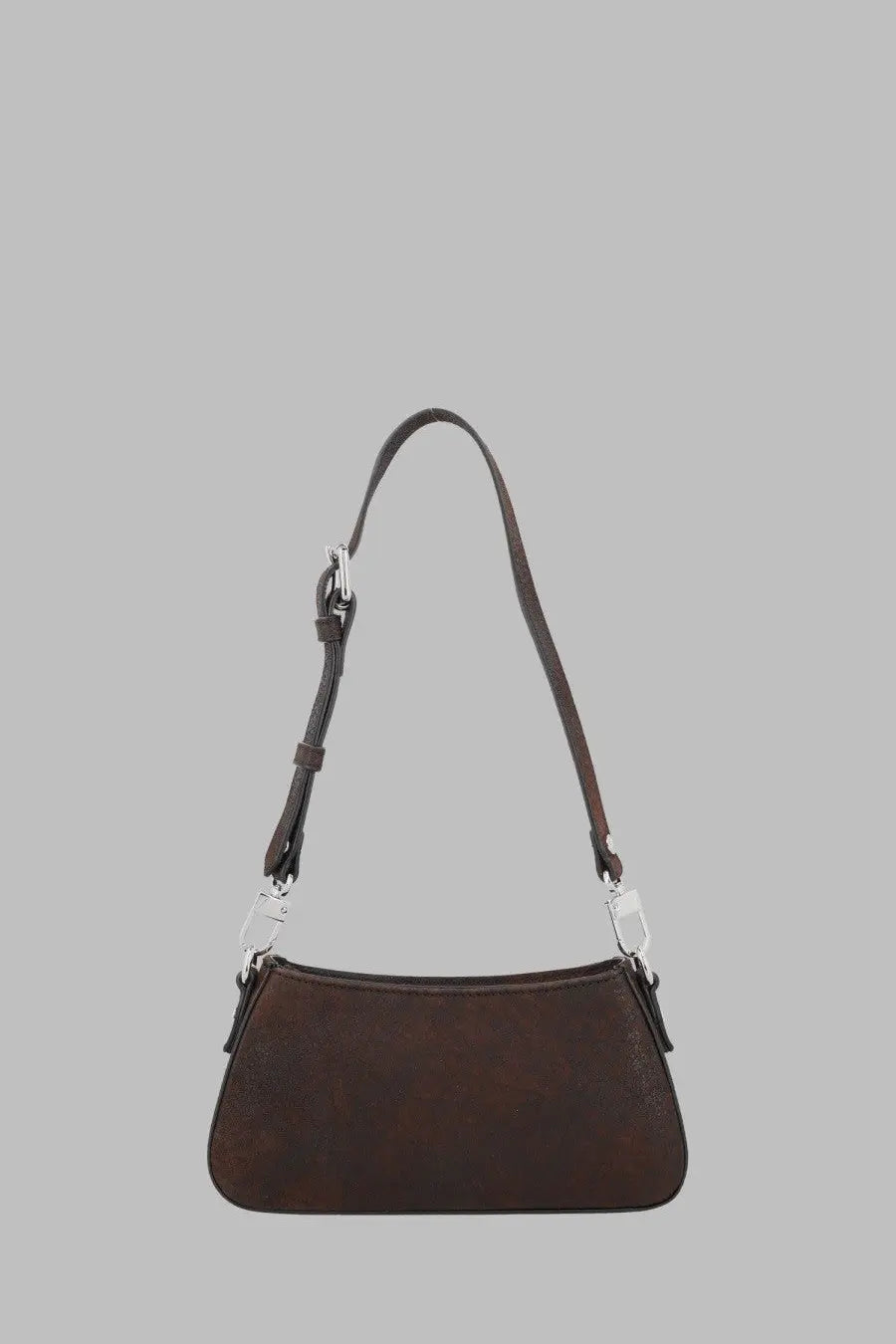 Vivienne Westwood women’s brown leather shoulder bag borsa spalla Tasha with sleek minimalist design and silver hardware