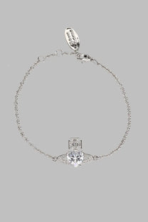 Vivienne Westwood women’s silver bracciale Ariella with heart-shaped crystal and ornate cross detail