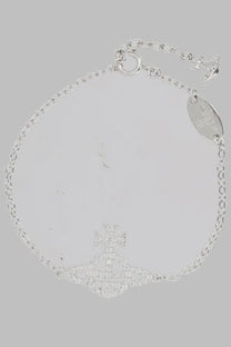 Silver vivienne westwood womens bracciale calliope bracelet with diamond-encrusted orb logo and oval brand emblem tag