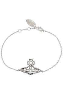 Vivienne Westwood women’s silver bracciale Coretta bracelet with twisted wire design and two clear central stones