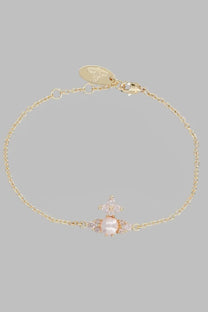 Vivienne Westwood women’s bracciale feodora gold bracelet with central pink pearl and clear crystal accents in rose gold