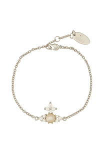 Vivienne Westwood womens silver bracciale feodora bracelet with central pearl and clear crystals in ornate cross design