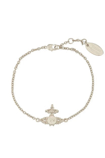 Vivienne westwood womens silver-toned chain bracelet with central ornate charm featuring engraved vw emblem