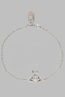 Vivienne Westwood women’s silver-toned bracciale pina con orb bracelet with crystal-embedded planet charm and oval clasp tag