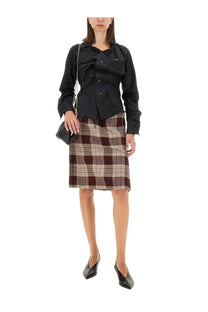Vivienne westwood women’s drunken black button-up shirt featuring a distinctive bow at the neckline