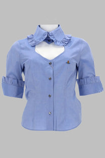 Vivienne Westwood Women's Camicia Toulouse Frill Blue