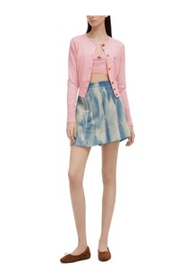 Vivienne Westwood women’s pink cardigan with gold buttons and small embroidered logo on the chest