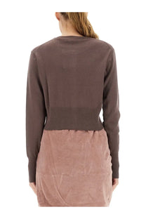 Vivienne Westwood women’s brown long-sleeved knit cardigan with ribbed waistband made from soft material
