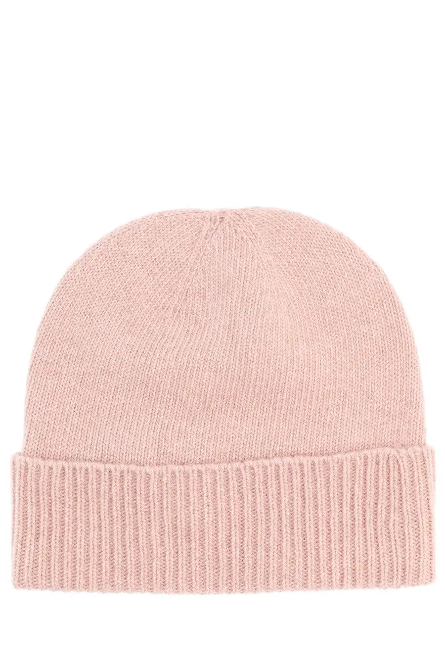 Vivienne Westwood women’s cashmere beanie in soft pink ribbed knit with folded cuff for cozy wear