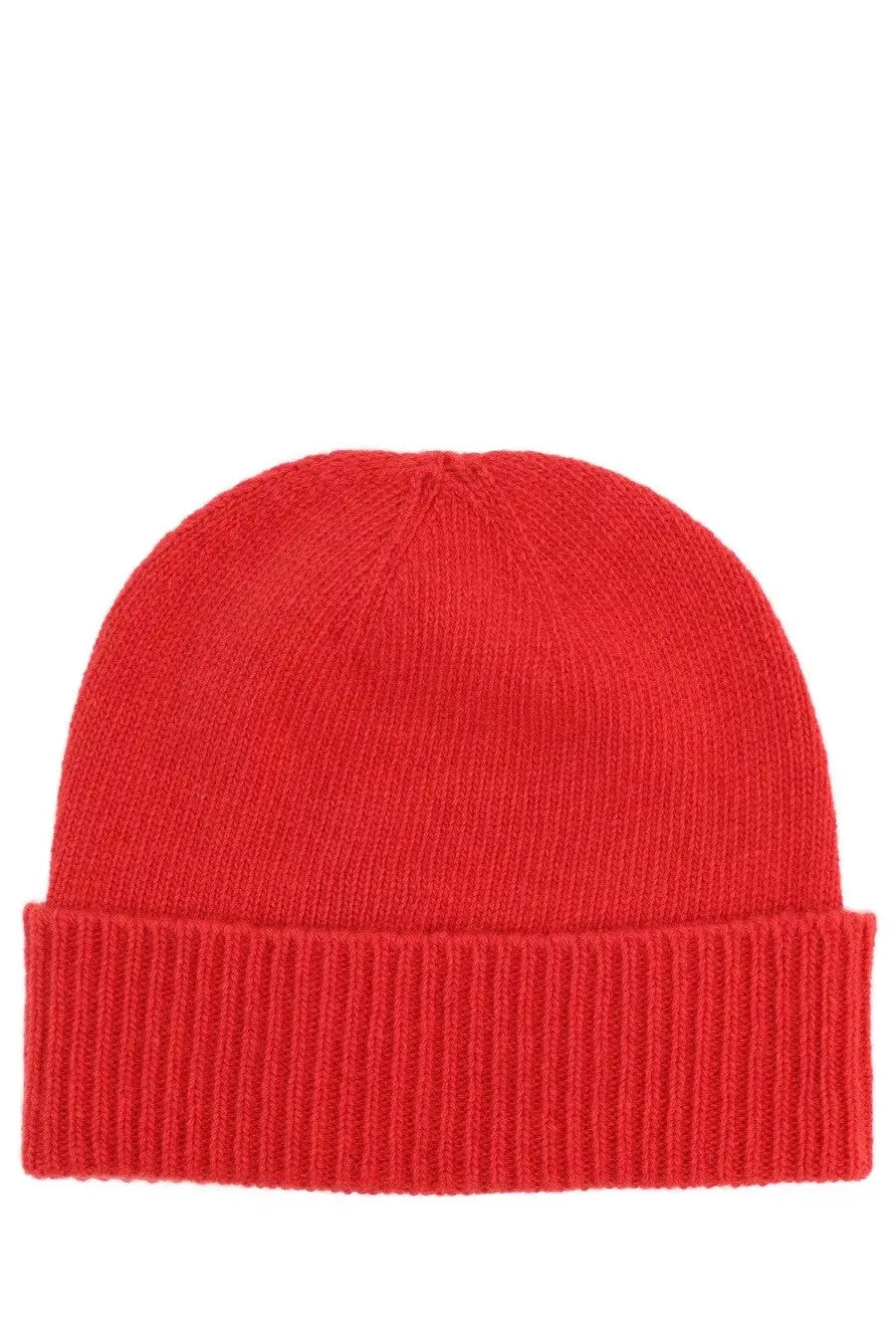 A vibrant red ribbed knit cashmere beanie with a folded cuff from Vivienne Westwood for women