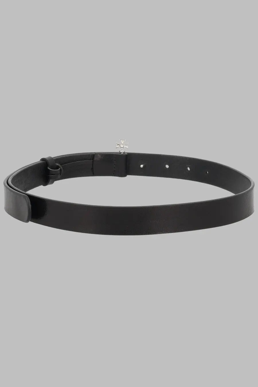 Vivienne westwood women’s cintura small bas relief black leather belt with silver star-shaped buckle