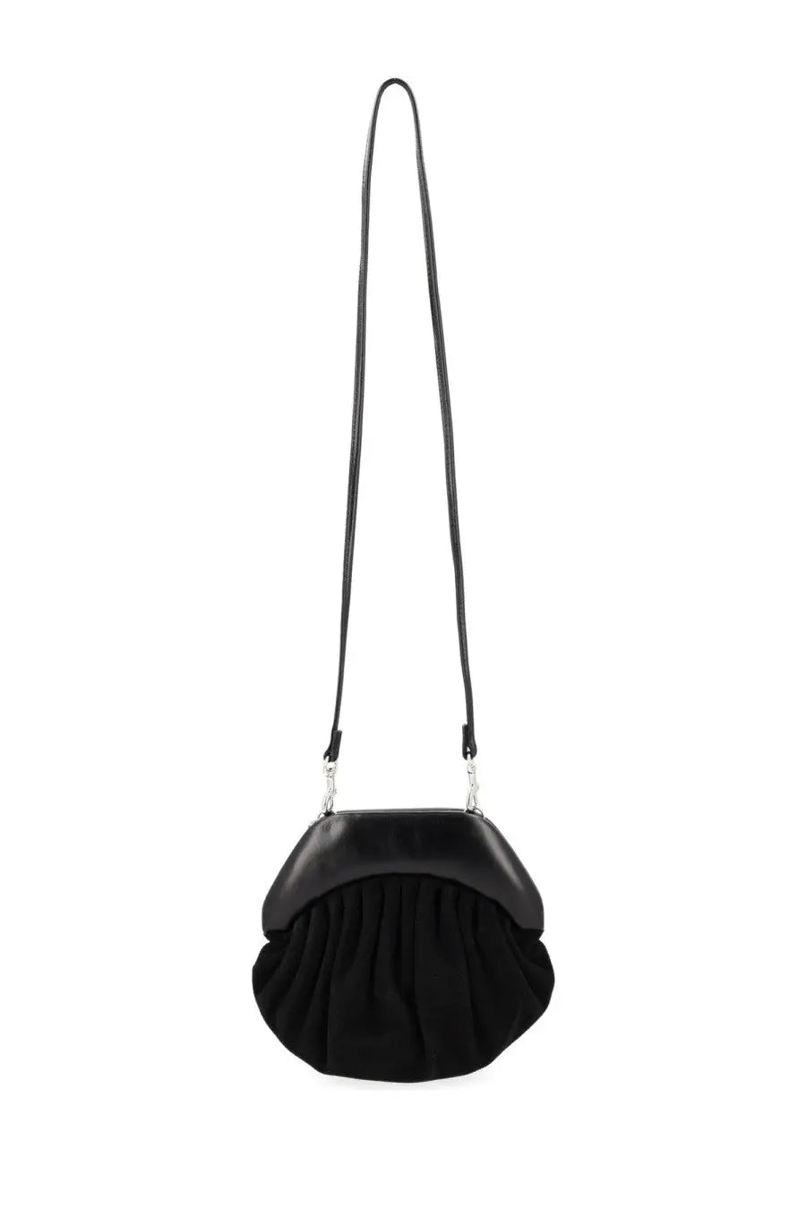 Vivienne Westwood women’s clutch Brooke black with ruched soft leather body and sleek top flap