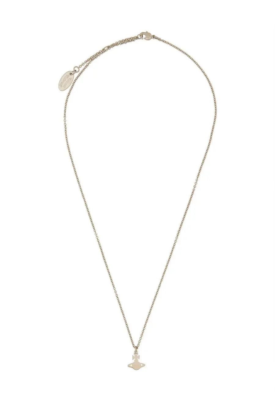 Vivienne westwood women’s silver chain necklace with minimalist orb logo pendant in a gold finish
