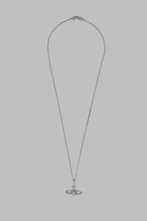 Vivienne westwood womens silver chain necklace with diamond encrusted orb pendant in black mini bas relief design