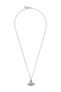Vivienne Westwood women’s collana coretta silver chain necklace with a dangling gemstone-encrusted pendant