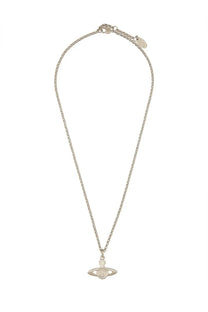 Silver-toned chain necklace with classic vivienne westwood orb pendant featuring central circle and two horizontal bands