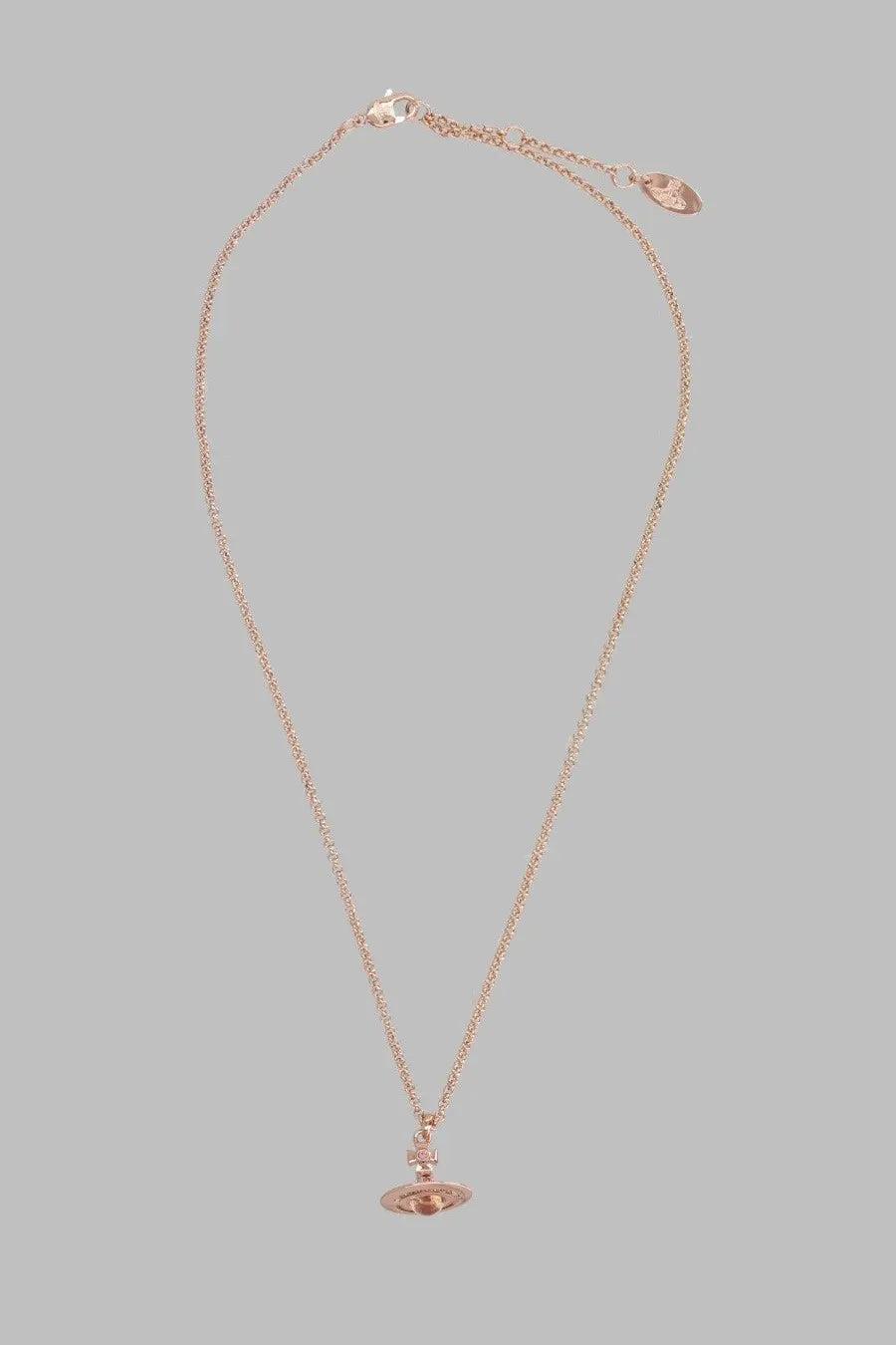 Rose gold vivienne westwood womens collana necklace with classic orb pendant and delicate chain in gold tone