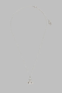 Vivienne Westwood women’s silver chain necklace with diamond-encrusted planet pendant and orb logo tag