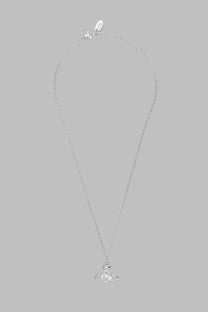 Vivienne westwood women’s silver chain necklace with large clear crystal pendant in metallic orbit design