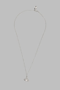 Vivienne westwood womens silver chain necklace with small round reflective pendant and subtle indentation