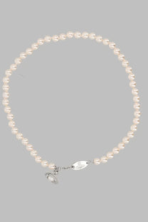 Vivienne westwood women’s collana simonetta white delicate pearl necklace with silver toggle clasp and planet charm