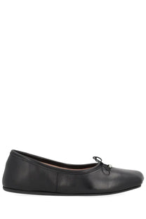 Vivienne Westwood women’s dancer Brigitte black leather ballet flat with small bow at the toe