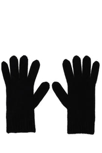 Vivienne westwood women’s black knitted gloves with ribbed cuffs shown from the back side