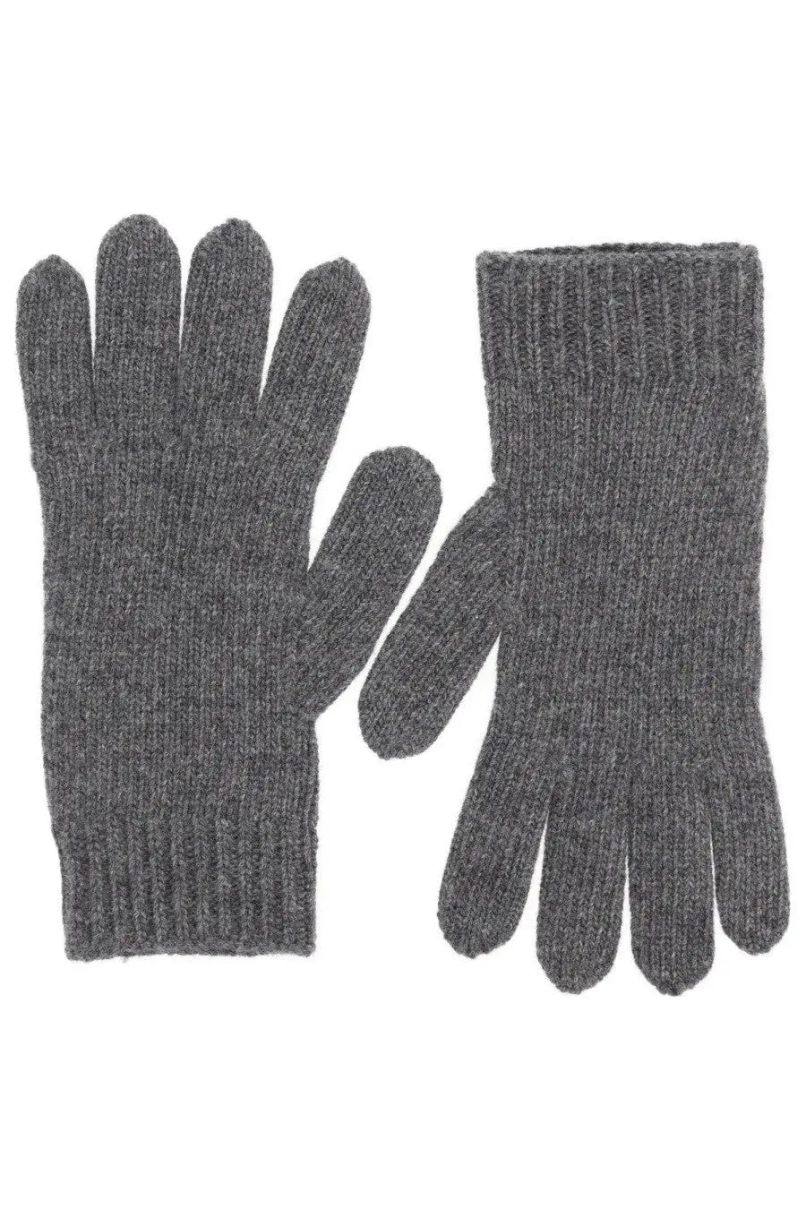 Vivienne Westwood women’s dark gray ribbed-knit wool gloves with textured heathered appearance front view