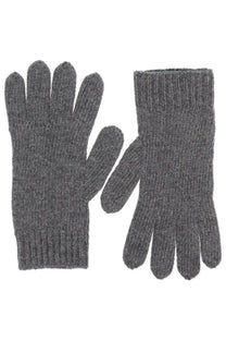 Vivienne Westwood women’s dark gray ribbed-knit wool gloves with textured heathered appearance front view